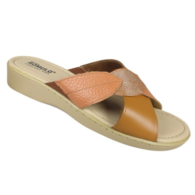 Romulo Sandalia Cuero Mandarina Mujer Ref 5959